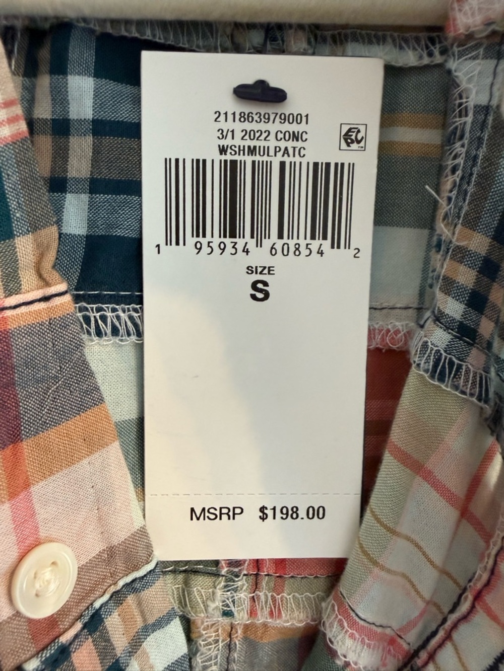 Polo by Ralph Lauren Patchwork Plaid Button-Down Shirt in Navy, Red, Cream - Picture 5 of 9